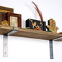 Hanah Home Lam002 Estantería Decorativa de Pared en Madera y Metal Negro y Nogal
